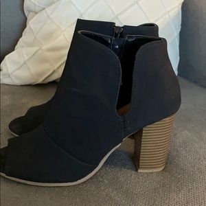 Black peep toe heels